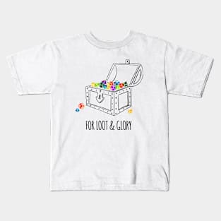 For Loot & Glory! - rainbow & black - LGBTQ+ ttrpg dice Kids T-Shirt